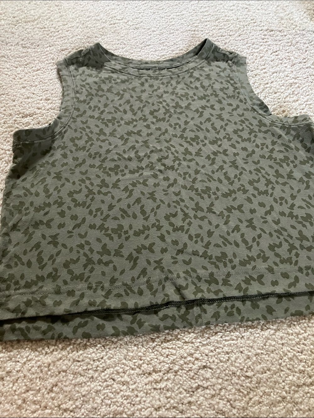all in motion Olive Green Printed Sleeveless Crop Tank